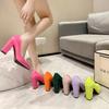 Fashion 2025 Shoes Thick Heel Woman Pumps Candy Color Women  Office Pointed Toe High Heels Wedding Female Heel Shoes