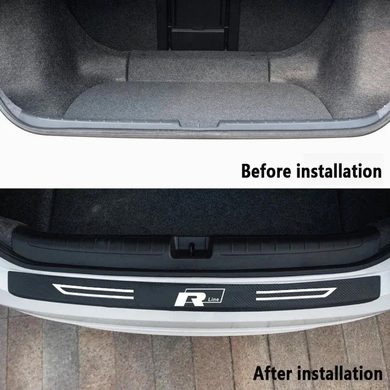 2026 Новый Для VW VOLKSWAGEN Для Volkswagen VW Rline R line Логотип Углеродное волокно Наклейки-защитники порогов дверей автомобиля Авто Задний багажник