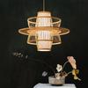 Controlled Easy Indoor Lighting Power Home Decoration Vintage Scandinavian Dining Wooden Bamboo Wicker Rattan Pendant Light