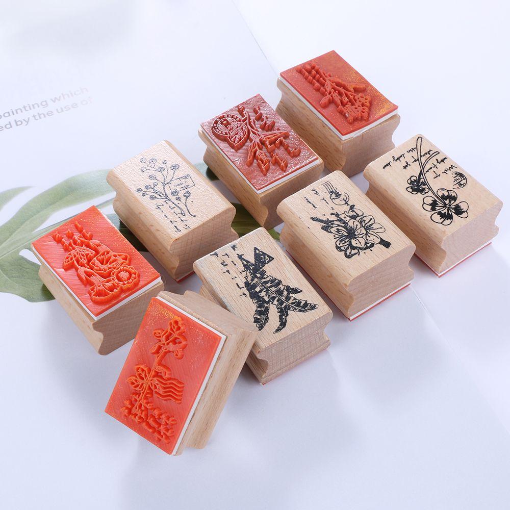 For Letters Diary Craft Grass Plants Wooden Rubber Stamps Vintage Craft Scrapbooking DIY