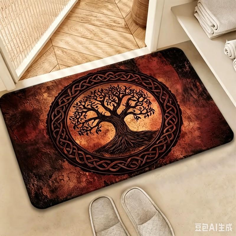 Celtic Tree Of Life Door Mat Anti Slip Nordic Knot Welcome Doormat Vintage Graphic Floor Rug Kitchen Carpet Living Room