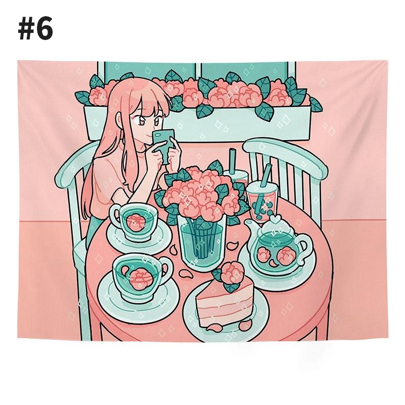 Tapestry Wall Hanging Art Girl Cloth Painting Background Room Decoration