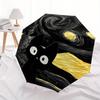 1pc Starry Night Cat Automatic Folding Exquisite Umbrella Portable Collapsible Design, 8-Rib Iron Frame, Durable Fabric,27168