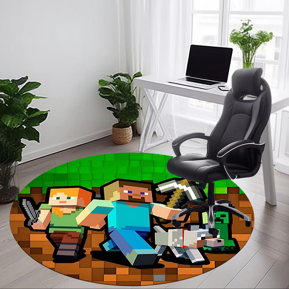 1pc Minecraft Characters Chair Carpet for Office - Indoor Non-Slip Washable Polyester Fiber Carpet, Soft Comfortable Mat For Office yy250928069