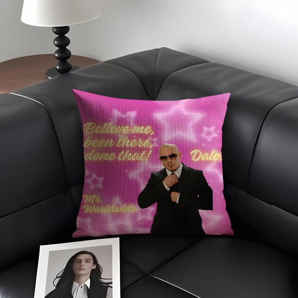 MMr WorldwideS Pitbull Cushion Cover Natural Linen Organic Fabric DoubleSided Printing Sofa Home Decor Gift Pillow Case