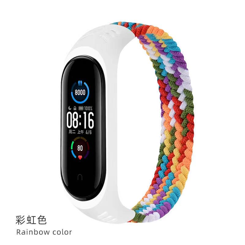 2021 плетеный нейлоновый тканевый ремешок Solo Loop для Xiaomi Mi Band 6, 5, 4, 3, эластичный браслет, сменный браслет для mi Band 4, 5, 6, ремешок