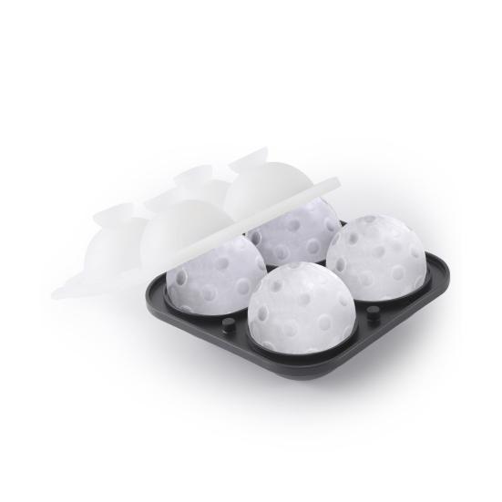 Silicone Ice Ball Tray with Lid 4 Cavities Easy Release BPA Free Summer Refrigerator Cocktail Whiskey Ice Sphere Maker Press Mold Kitchen Supplies