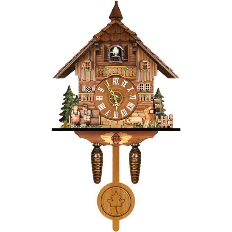 Скандинавские ретро деревянные настенные часы с кукушкой с будильником - Работают от батареек для гостиной
