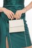 Women's Stylish and Useful Evening Dress Bag Skin Color Satin Fabric Stone Accessory Magnetic Closure Shoulder Strap Available (Small Size)