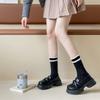 Double-layered Lace Women's Socks for Autumn and Winter, Pure Cotton Bubble Edge Mid-calf Socks, Pile Socks, Schoolgirl Style