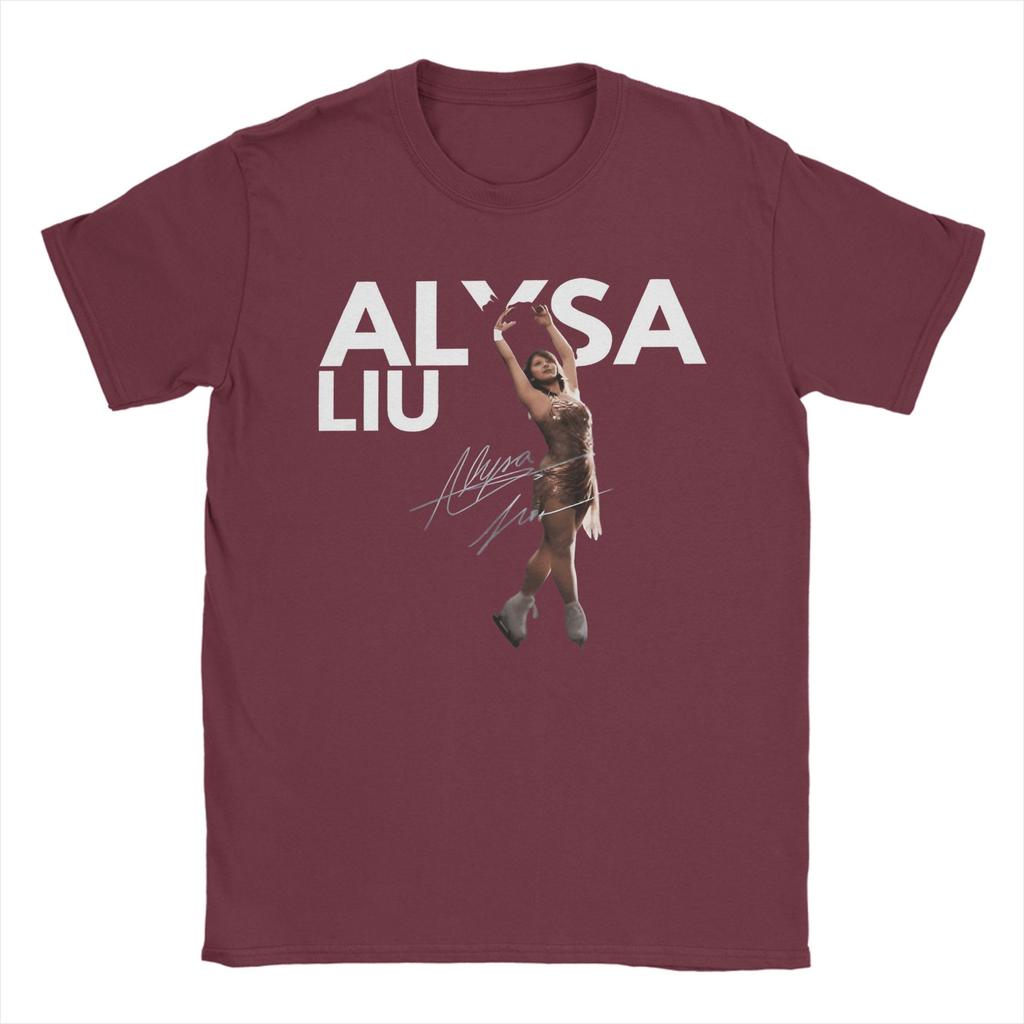 Винтажные футболки Alysa Liu USA Skating для унисекс с круглым вырезом, хлопковые футболки с коротким рукавом, идея для подарка, одежда