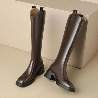 Женские зимние сапоги Z Plus из бархатной кожи и кожи, до колена, с металлическими вставками, доступны в маленьких размерах