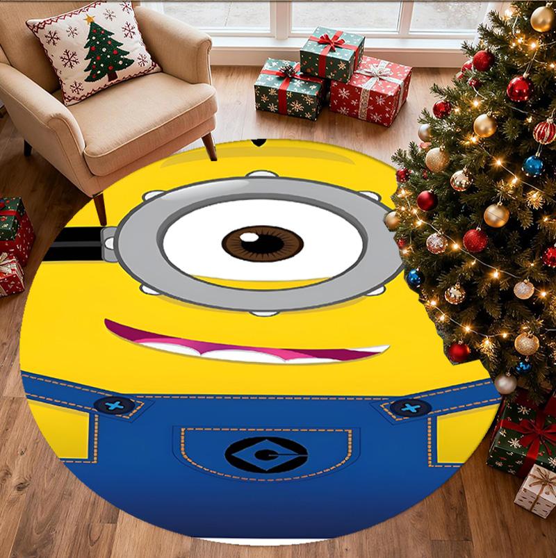 Minions Pattern Round Rug, Indoor/Outdoor Mat, for Picnic, Gameroom, Bedroom, Office, Living Room, Home Decor Carpet, Birthday Gift