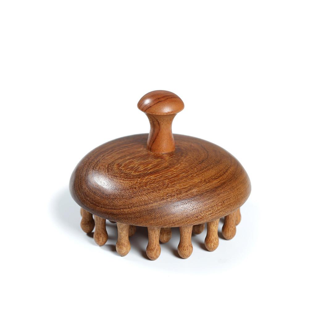 1pc Multifunctional Sandalwood Round Plate Massage Comb Scalp Meridian Unclogging Artifact Hair Care Health Comb Suitable for All Hair Types