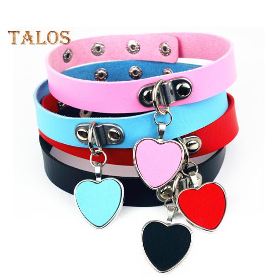 Женский воротник в стиле рок-панк, искусственная кожа, подвеска в форме сердца, регулируемая окружность, клубная вечеринка, косплей, реквизит, женское колье, ювелирные изделия