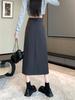 Женская миди-юбка А-силуэта с разрезом, с высокой талией, ранняя осень 2025