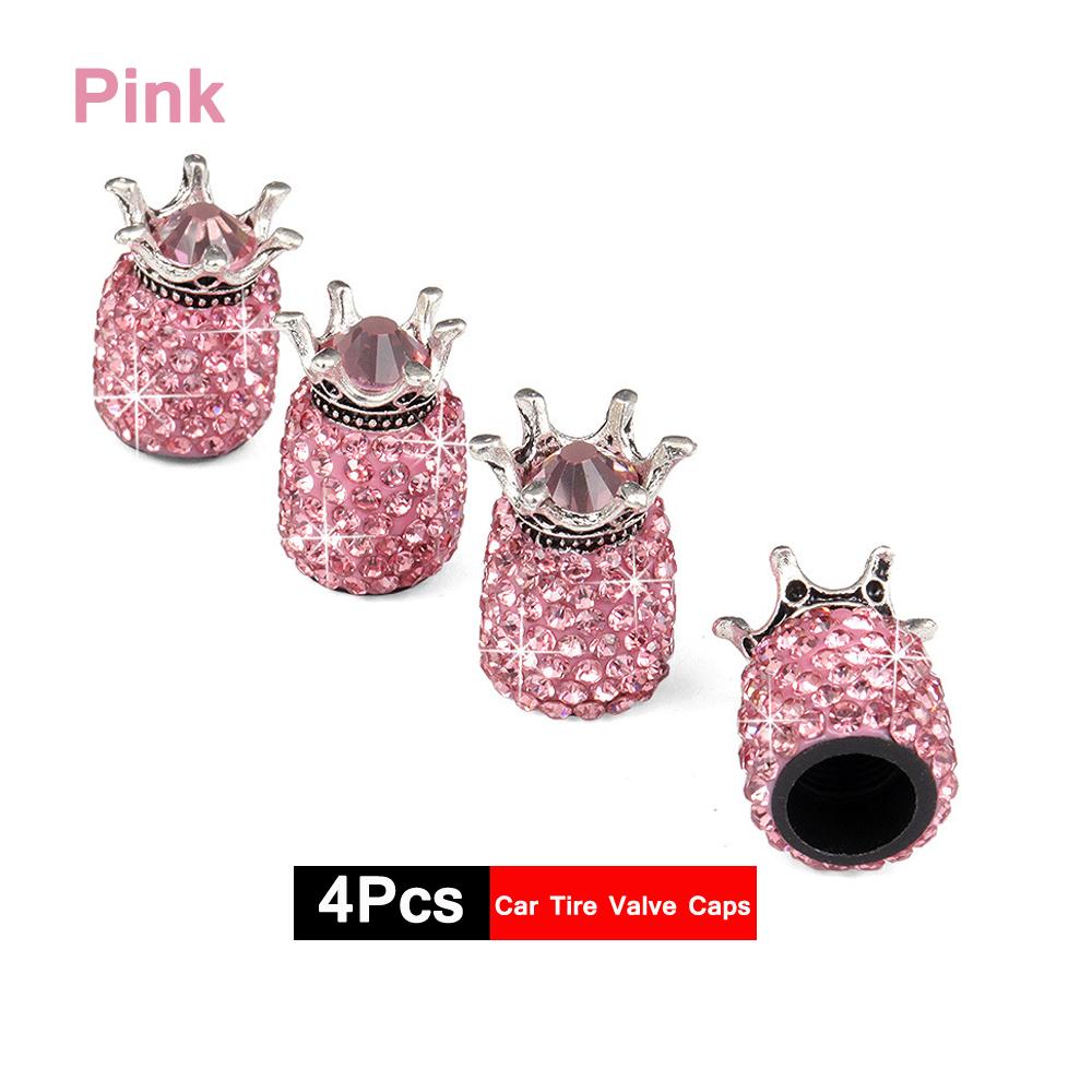 DSYCAR 4Pcs Crystal Rhinestone Universal Car Tire Valve Caps Attractive Dustproof Bling Car Accessories Valve Stems 1