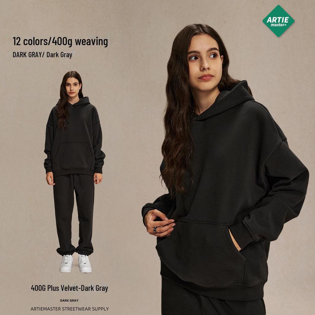 Men's Oversized Polar Fleece Hoodie - Non-Shedding, Thickened 400g, Trendy Autumn/Winter 2024