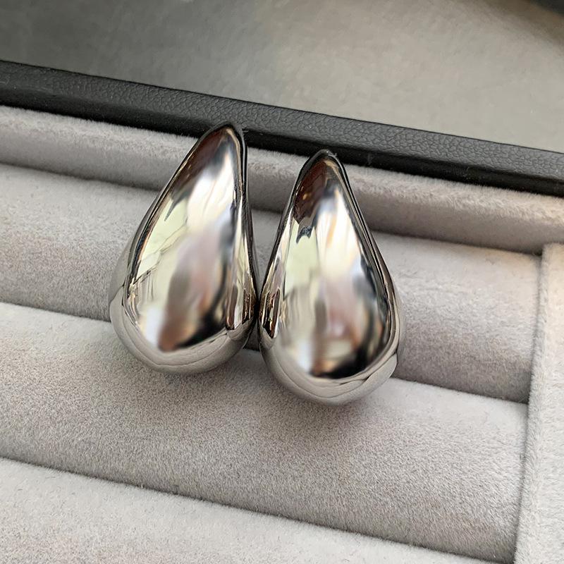 Real gold electroplated water drop earrings niche design high-end light luxury fashionable high-texture sterling silver ear jewelry