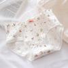 Bow Lace Border Floral Underwear for Women Pure Cotton Waist Bag Buttocks Girls Triangle Pants    6 Random Colors