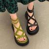Platform Sandals New Summer Cross Strap Roman Cool Boots Fashion Muffin High Top Beach Shoes for Women
