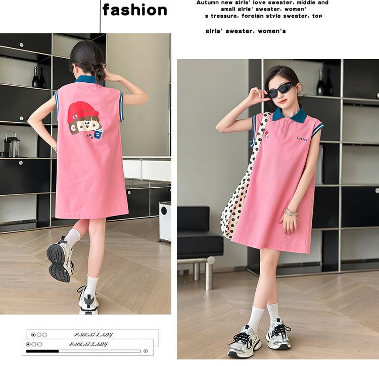 Girls' summer dress, new style, girls' summer dopamine outfit, girls' summer dress, POLO skirt, thin version