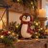 Holiday Tabletop Decor Christmas Penguin Ornament with Scarf, Resin Winter Animal Figurine, Unique Home Charming Statue for Desk And Bookshelf Display
