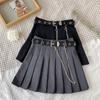 Skirt with Belt Chain Hikigawa Y2K Skirt for Women Japan Faldas Mujer Moda 2022 A Line Mini Skirts Chain High Waist Gothic Skirts Women Clothes