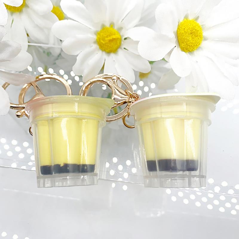 Японский пудинг брелок Игровой пудинг Желе брелок Миниатюрный йогуртовый пудинг Подвеска для мороженого Мягкий разминающий Музыкальные украшения