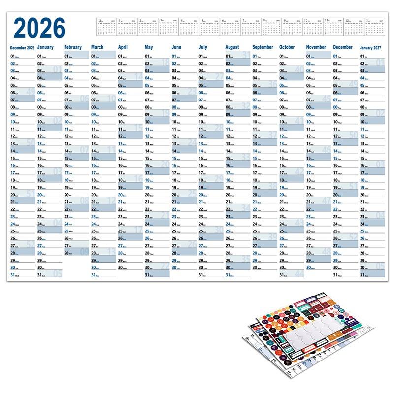 Calendar Wall 2026 New Yearly Daily Schedule Planner Sheet Paper 365 Day Plan Annual Hanging Planning Weekly Agenda Pad Month 12