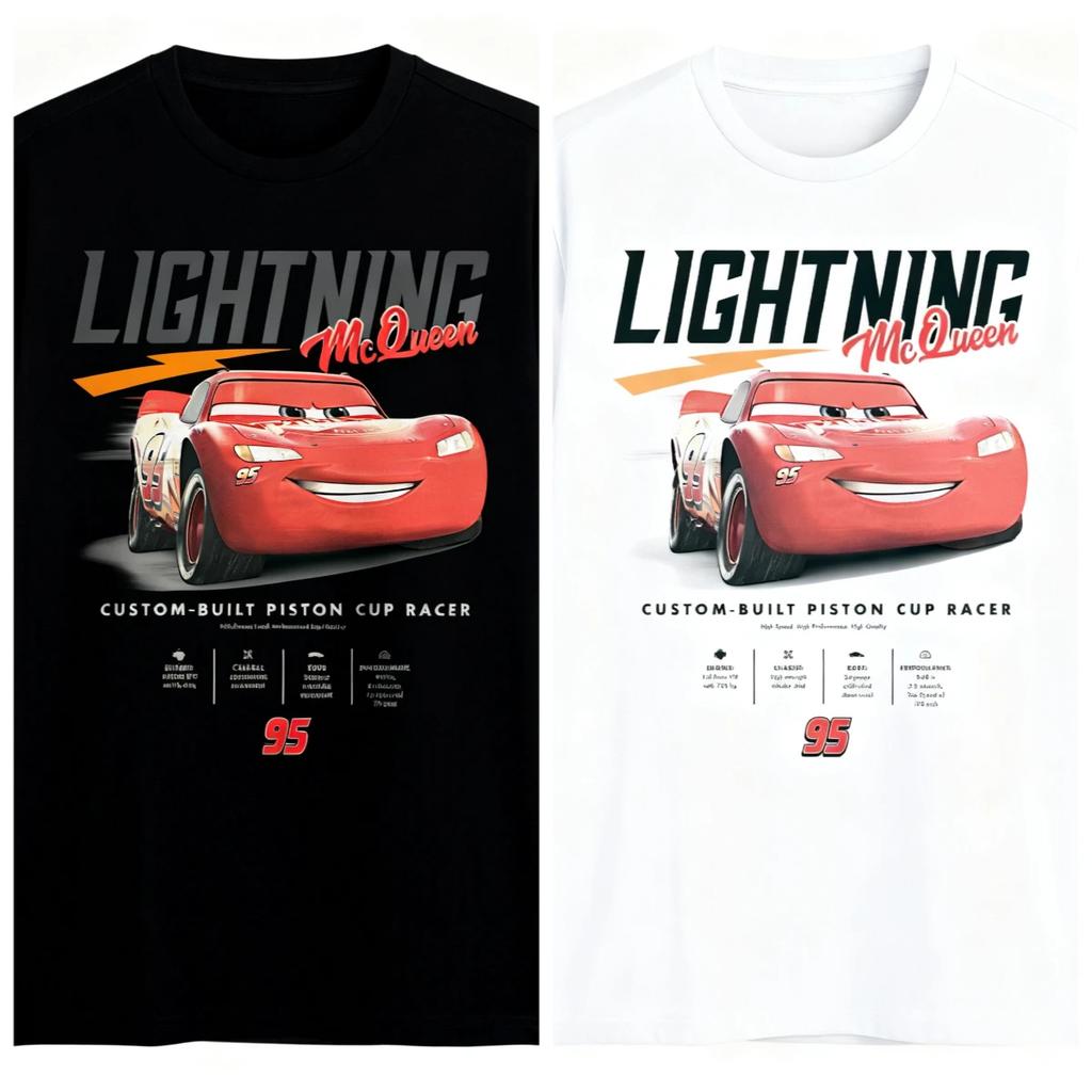 Pixar Trendy Casual Loose Fashion Shortsleeved Car Story Lightning McQueen Statistical Adult Tshirt