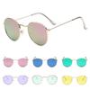 Тенденционные модные светоотражающие солнцезащитные очки в круглой оправе с красочным оттенком для женщин, стеклянные аксессуары с защитой от ультрафиолета, нежные ювелирные изделия