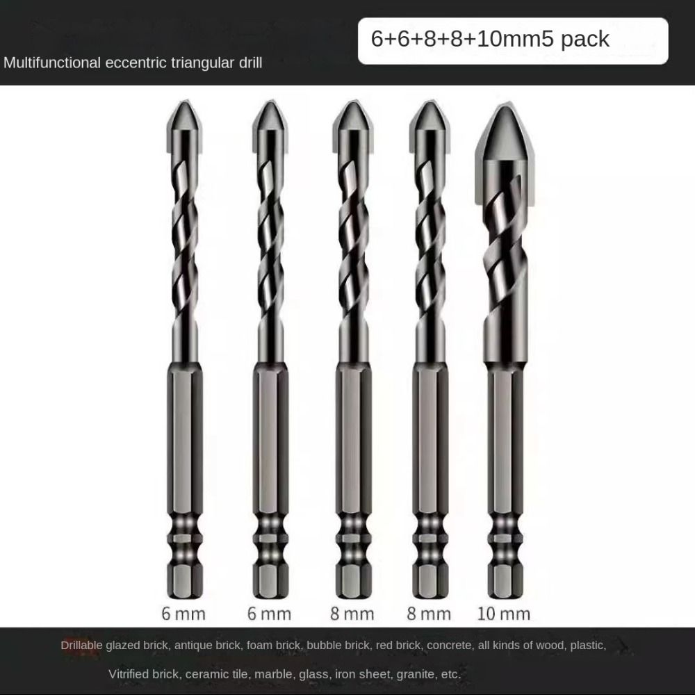 Высокопрочное эксцентриковое сверло с косой головкой, многофункциональное треугольное сверло для плитки, набор сверл, инструменты с шестигранным хвостовиком