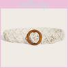 Cotton Retro Linen Belt Women Handmade Woven Waistband Round Wooden Dress Buckle