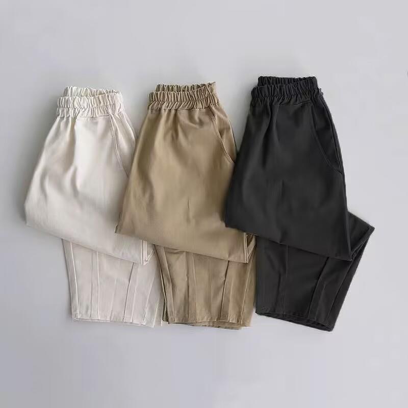 Эластичная талия, свободные брюки гаремы, стройнящие - Большой размер, повседневные укороченные хлопково-льняные брюки для женщин, 2023 весна/лето, универсальный художественный дизайн