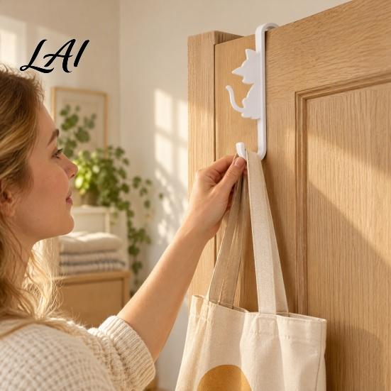 Cat Shape Door Rack 3D Printed Hook PETG Over The Glass Shower Modern Bathroom Decor Hardware Double Silhouette Towel Hanger for Storage No
