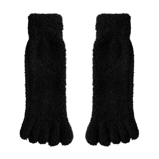 1 пара носков с пальцами из кораллового флиса, зимние толстые теплые носки с пятью пальцами и раздельным пальцем, напольные носки, плюшевые носки для сна, нескользящие носки до середины икры для дома