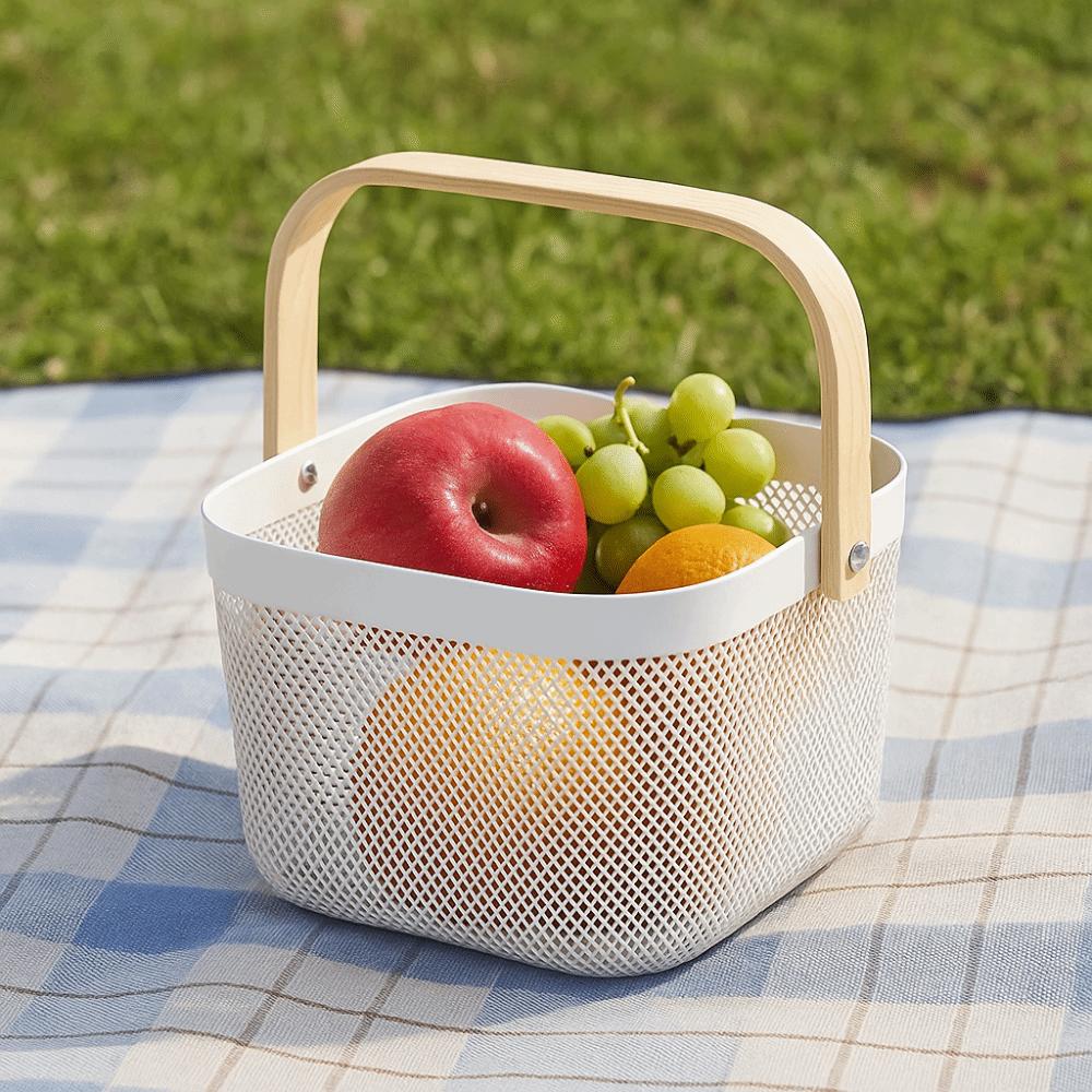 Handle Fruit and Vegetable Drainage Basket Large Capacity Towel Storage Basket Kitchen