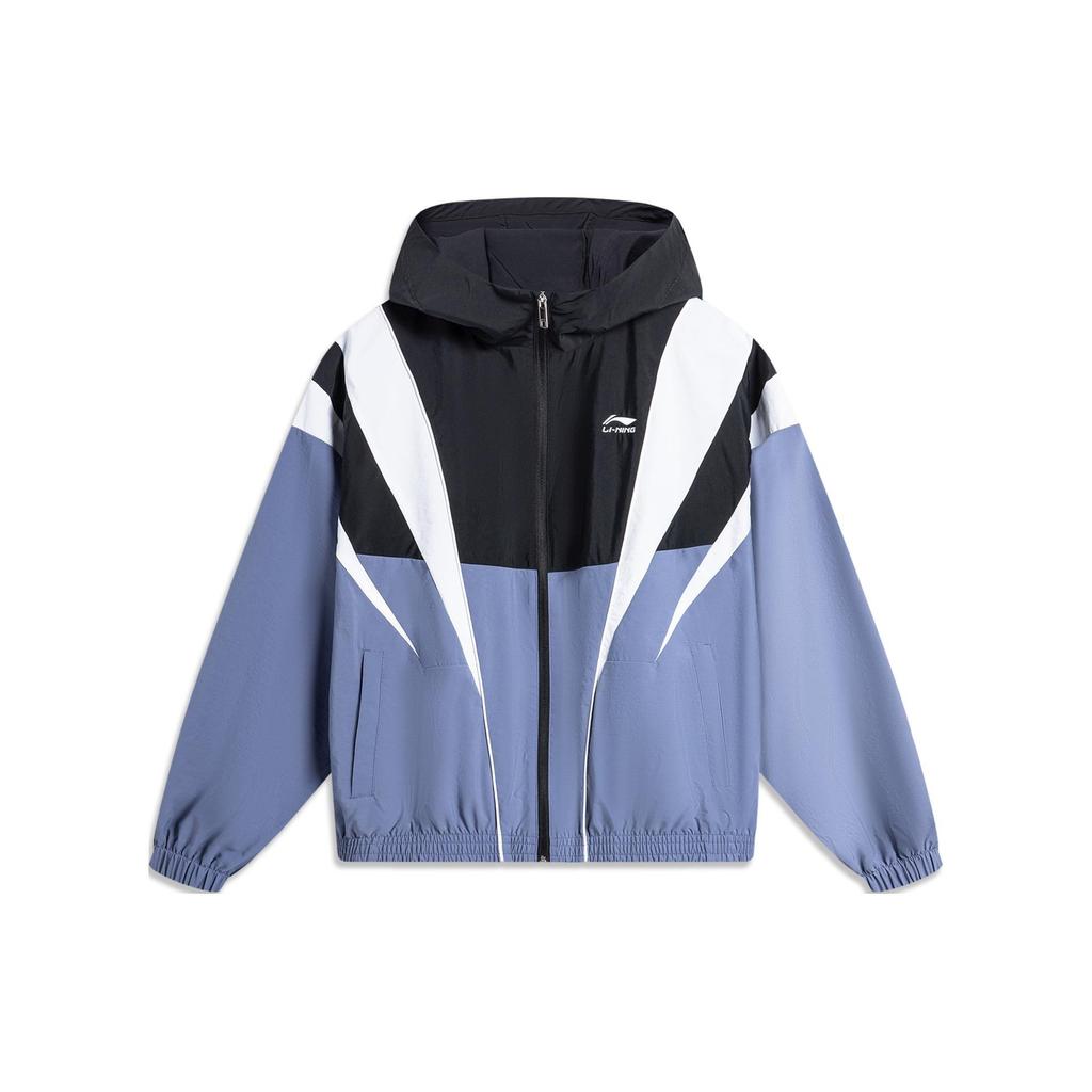 Li Ning Sports Lifestyle Series Color Block Water Resistant Loose Fit Windbreaker Men Outerwear Blue AFDU033-5