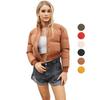Women’s Short Thick Jackets Cotton High Collar Long Sleeves Zipper Warm Puffer Coats Autumn Winter Crop Top Fashion Outfits
