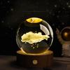 Faux Crystal Ball Light Calming Cosmic Night Light Clear Lighted Stellar Spheres with Wooden Base