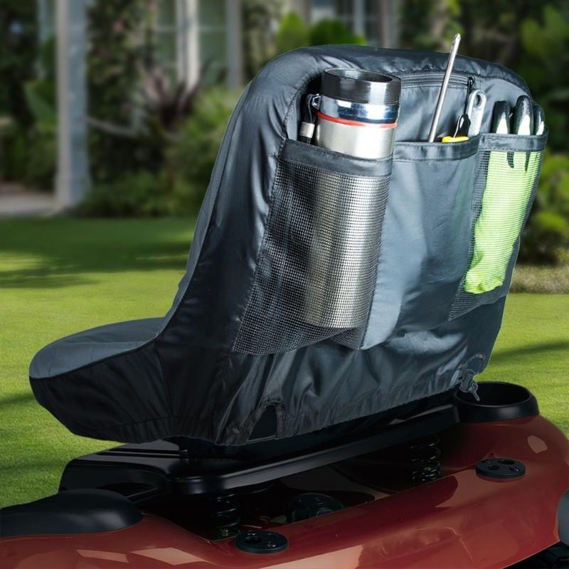 Waterproof Lawn Riding Mower Seat Protector with Back Pocket Cover Fit Seat Backrests 12.5-14in Height Without Armrest
