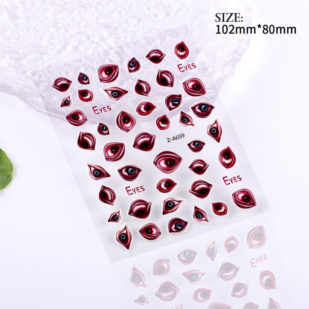 5D Embossed Nail Art Sticker Halloween Cartoon Spider Web Ghost Pumpkin Lantern Nail Adhesive Sticker