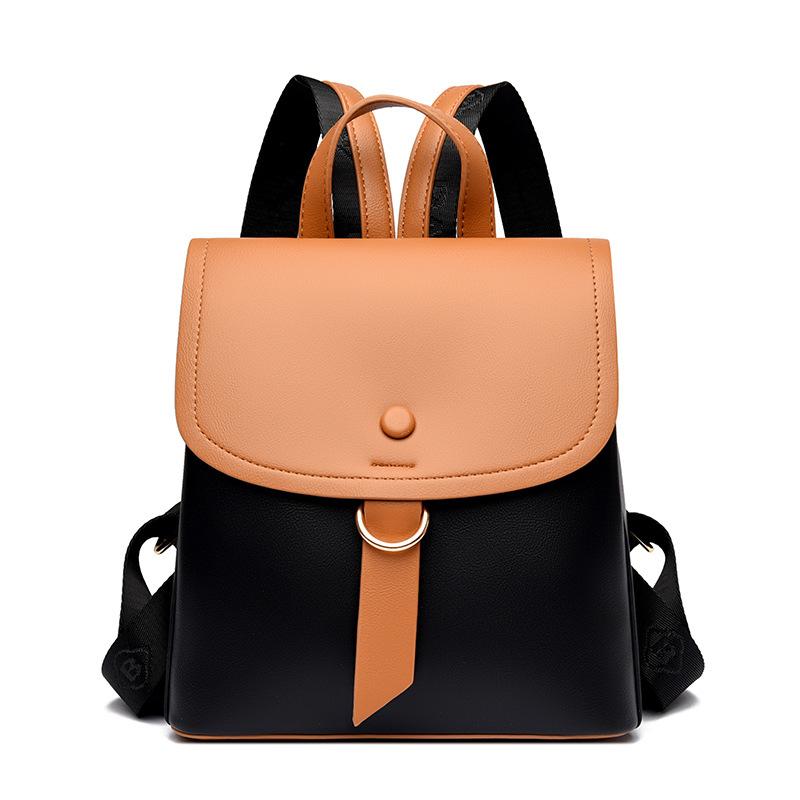 Backpack for Ladies New Simple Contrasting Texture Outdoor Fashionable Small Backpack for Women