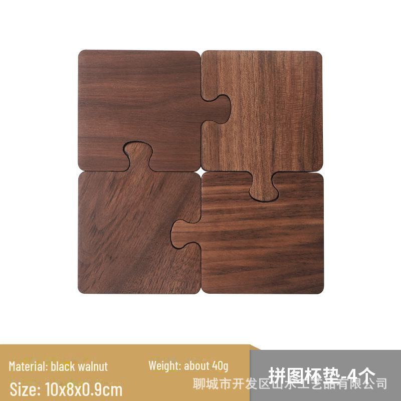 Подставка под стакан из черного ореха в японском стиле - изоляционная подставка из цельного дерева для чайной церемонии