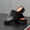 Fashion Summer Leather Slippers for Men Casual Beach Shoes Anti-Slip Soft Bottom Muller Shoes Versatile Slip-On Sandals Half Drag Slides