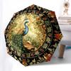 Peacock, FloralThemed Automatic Opening and Closing umbrella 8 Ribs, Suitable for Leisure and Going Out, Outdoor Accessory, Gothic Style,