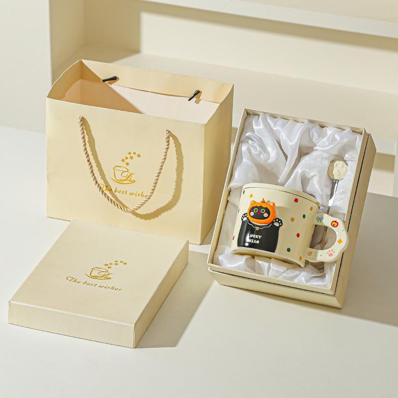 Милая керамическая кружка с кошкой, с крышкой и ложкой, чашка для кофе/воды, парная кружка с подарком, высокая ценность