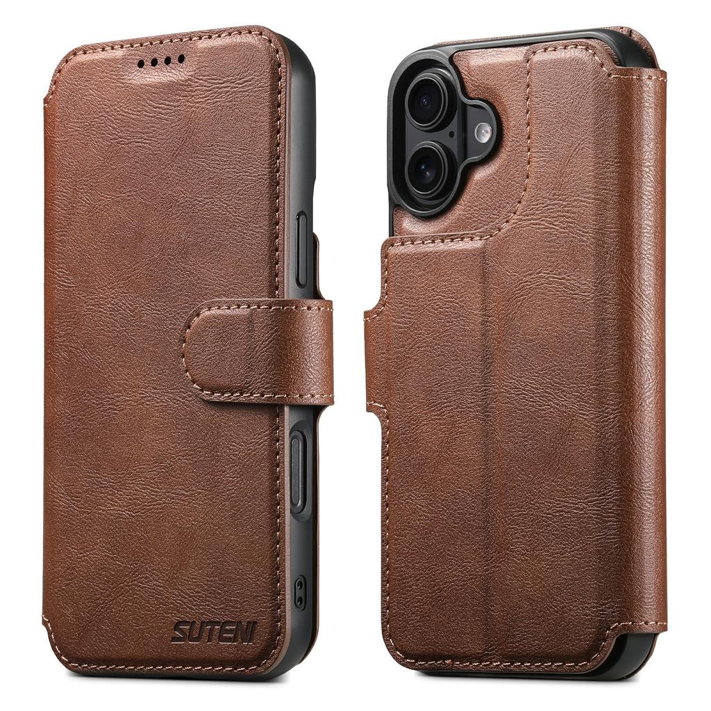 SUTENI Q-05 For iPhone 17 Wallet Case 2 in 1 Detachable Leather Flip Phone Cover with Stand