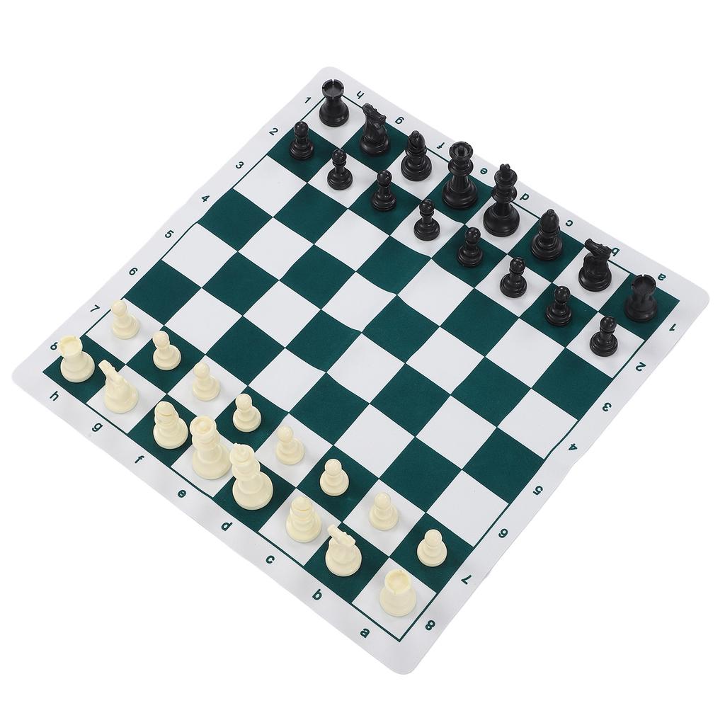 Chess Set Plastic Chess Board Set Desktop Game with 50x50cm Artificial Leather Board for Party